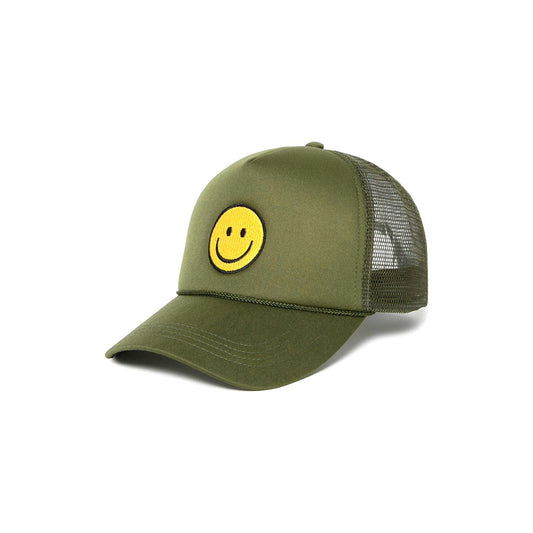 Olive Happy Face Trucker Hat