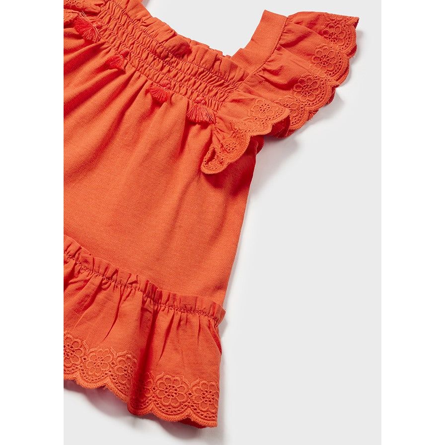 Ruffled Tangerine Babydoll Top