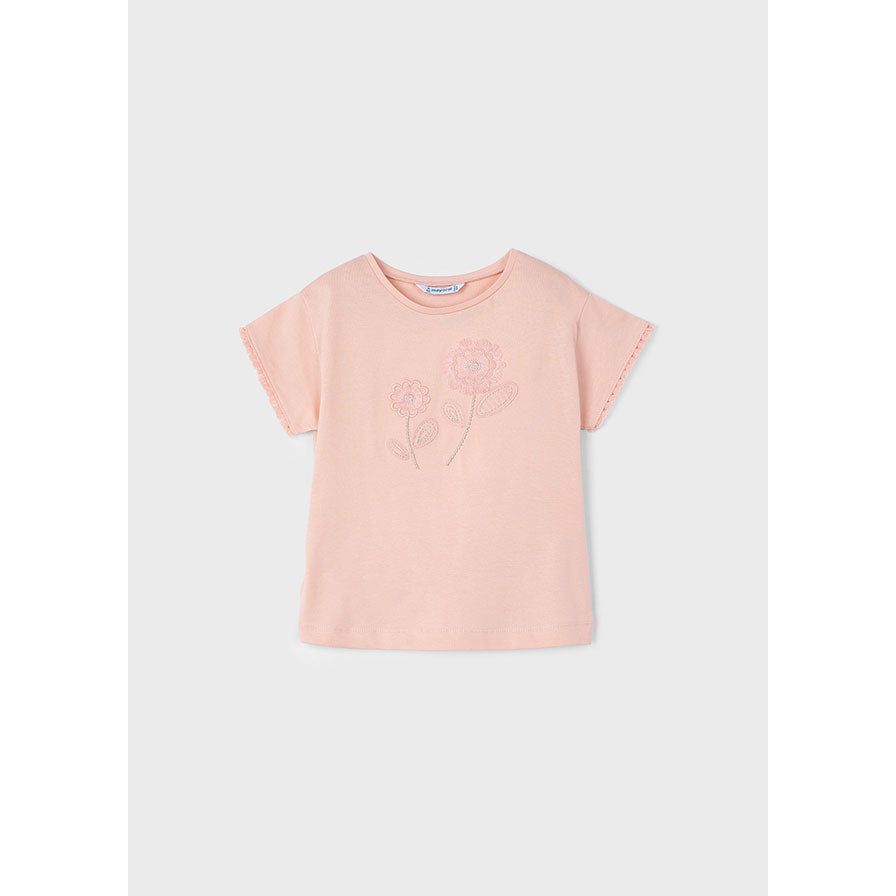 Embroidered Nude Flower Tee Shirt