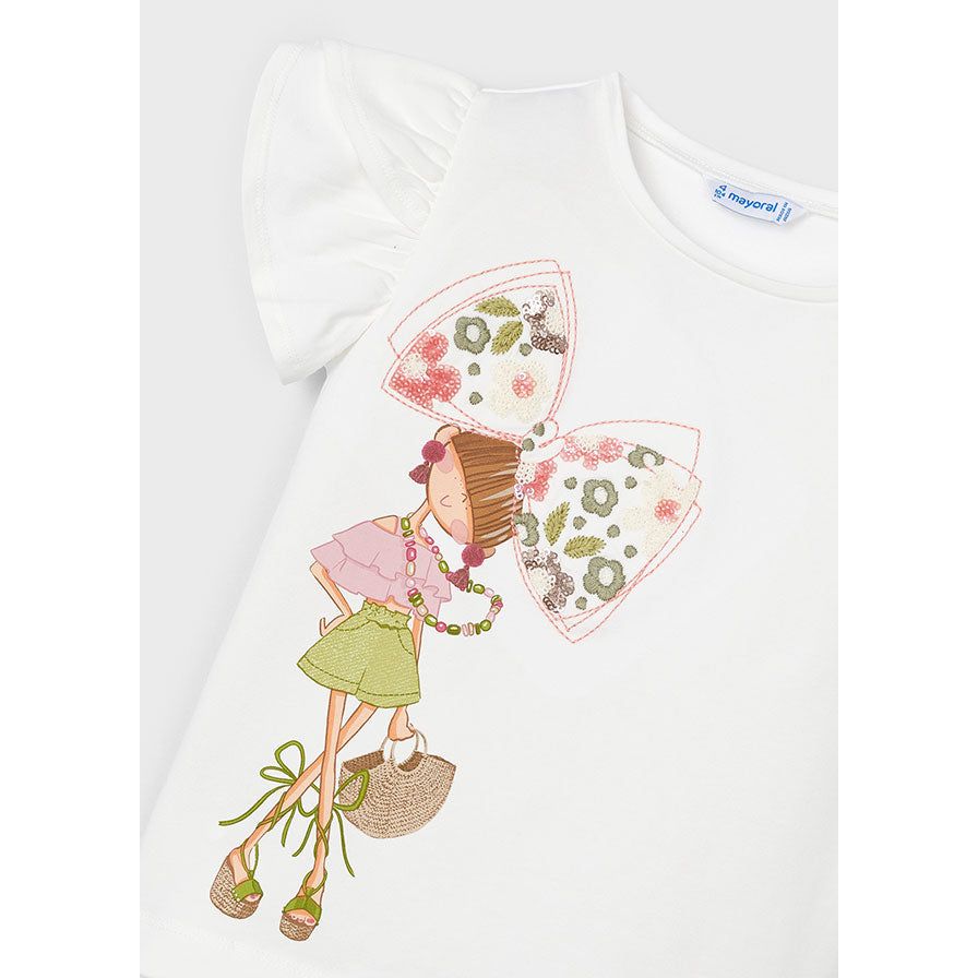 Big Bow Printed Tee Shirt