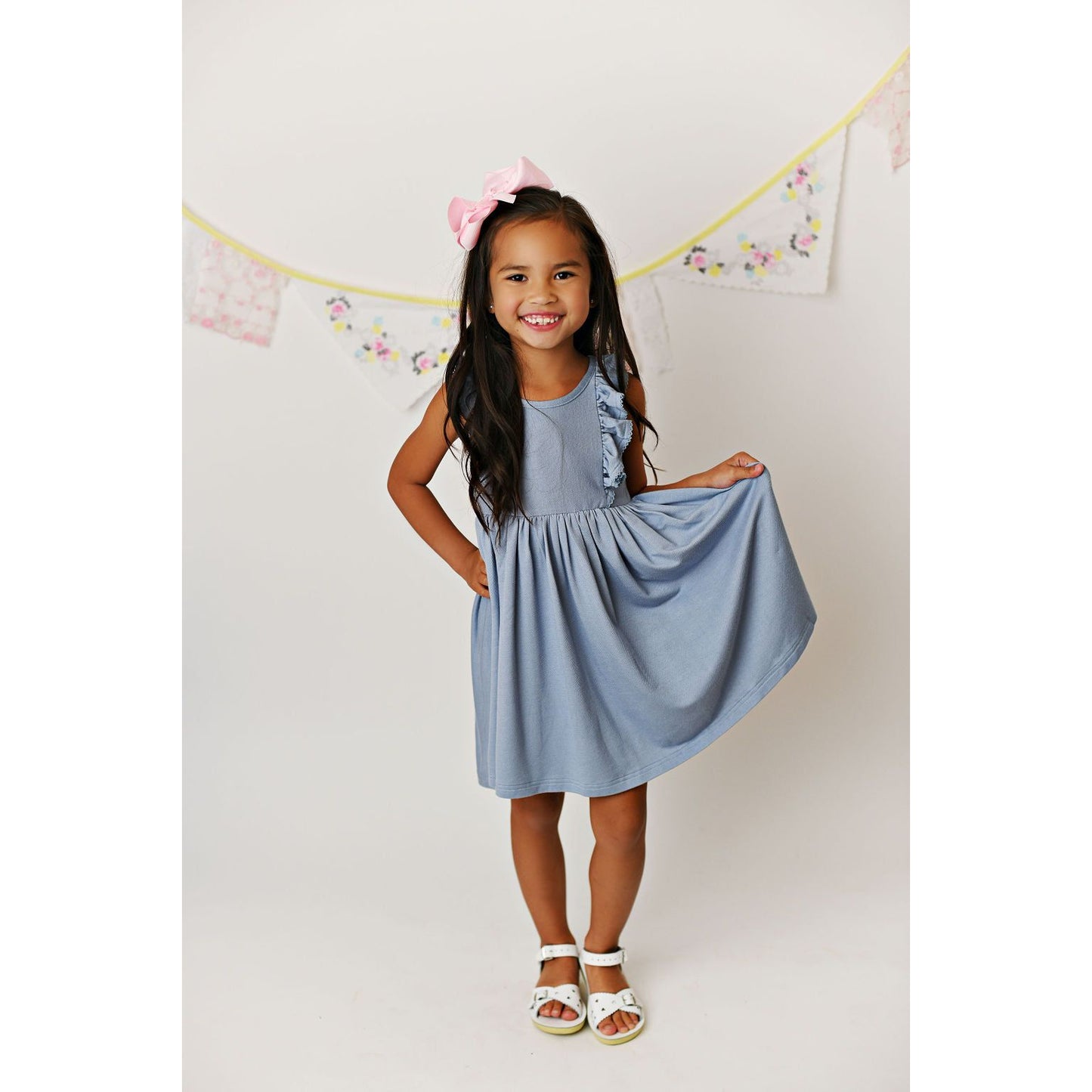 Chambray Ruffle Bella Dress