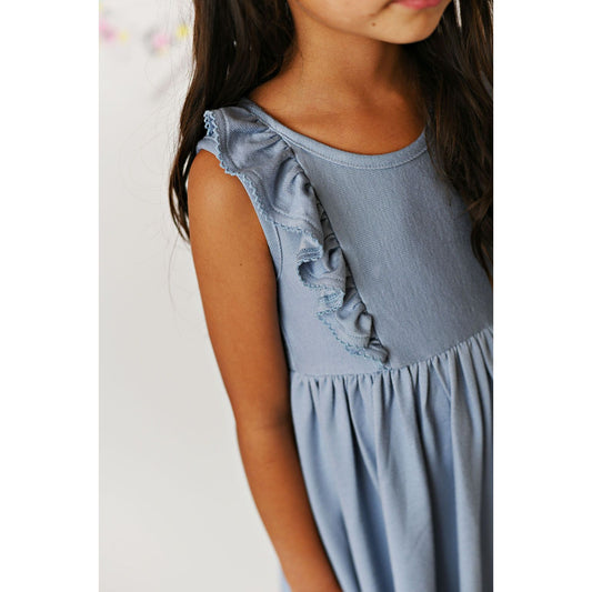 Chambray Ruffle Bella Dress