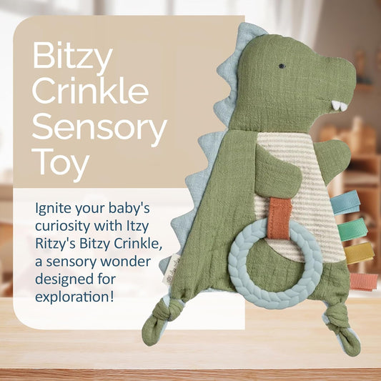 Dino Bitzy Crinkle™ Sensory Crinkle Toy with Teether