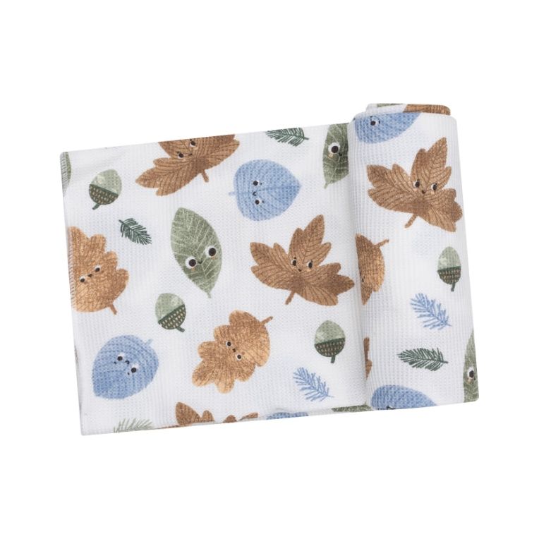 Cuddly Leaves Waffle Swaddle Blanket
