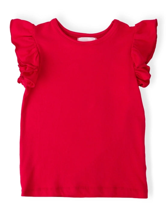 Red S/S Ruffle Tee
