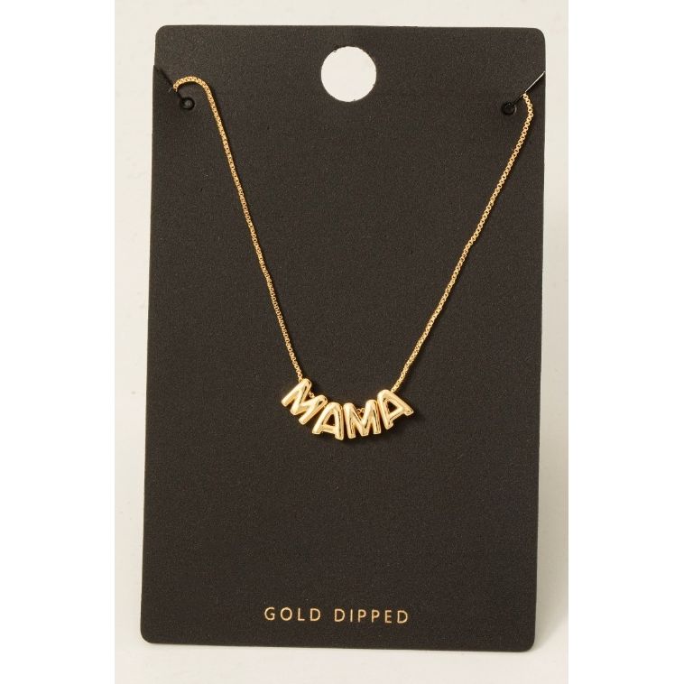Gold Puffy Mama Charm Necklace