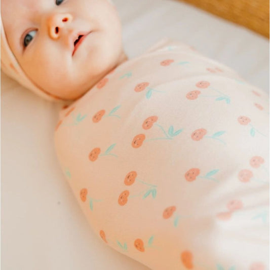 Cherry Knit Swaddle Blanket