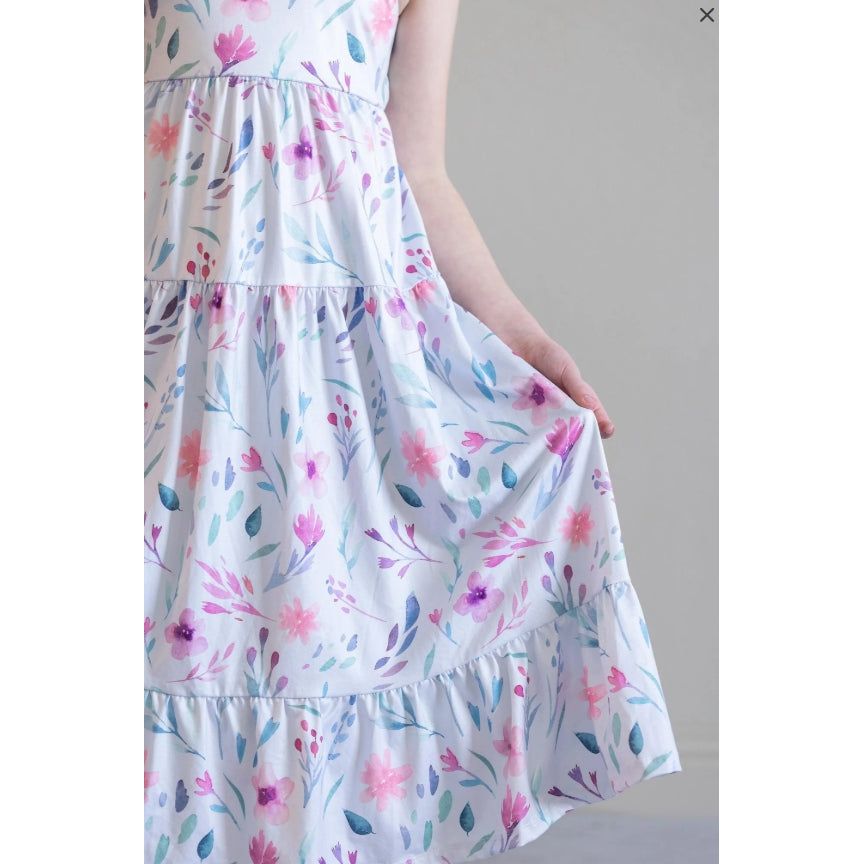 Pastel Wildflowers Ruffle Maxi Dress