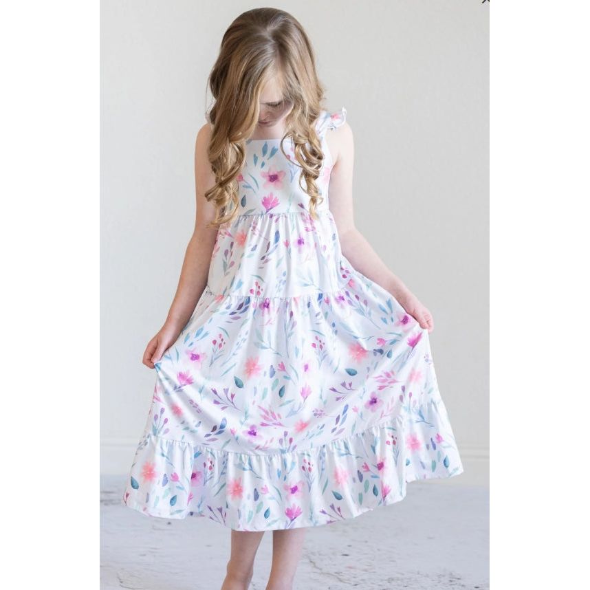 Pastel Wildflowers Ruffle Maxi Dress