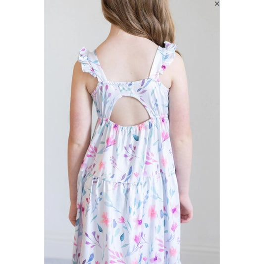 Pastel Wildflowers Ruffle Maxi Dress