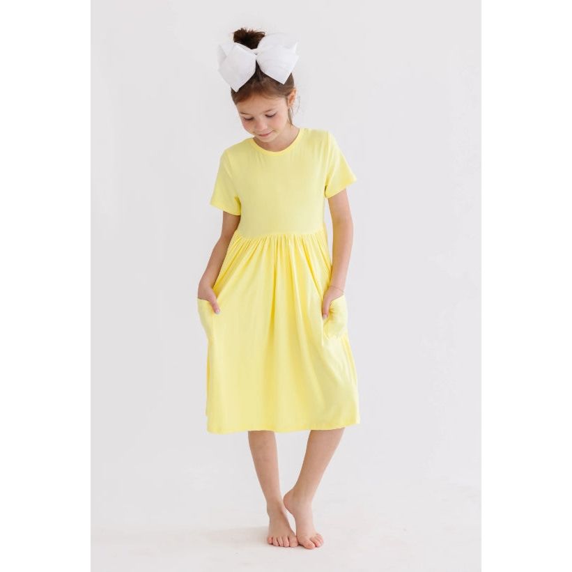 Yellow S/S Pocket Twirl Dress