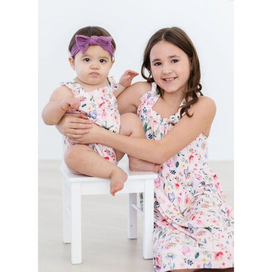 Butterfly Meadows Ruffle Cross Back Romper