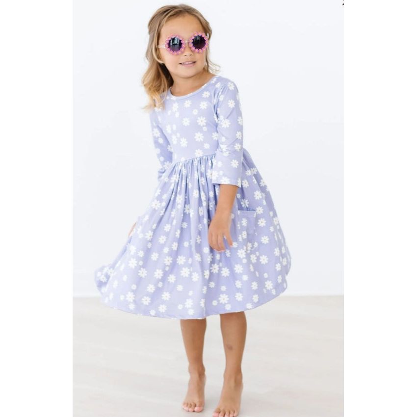 Dainty Daisies 3/4 Sleeve Pocket Twirl Dress