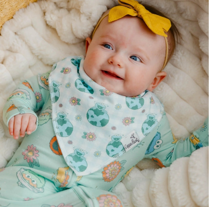 Sesame Street Retro Floral Baby Bandana Bibs
