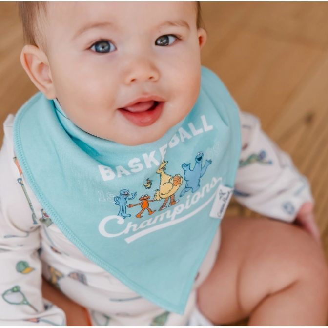 Sesame Street Varsity Friends Baby Bandana Bibs (4-pack)