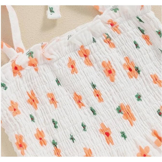 Orange Bloom Bubble Romper