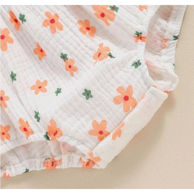 Orange Bloom Bubble Romper