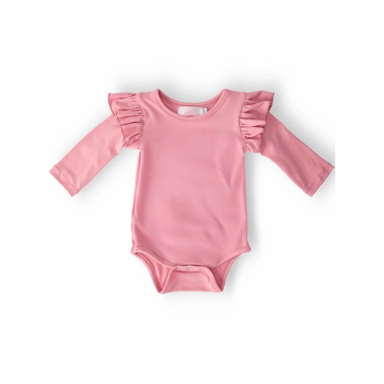Vintage Pink L/S Flutter Bodysuit
