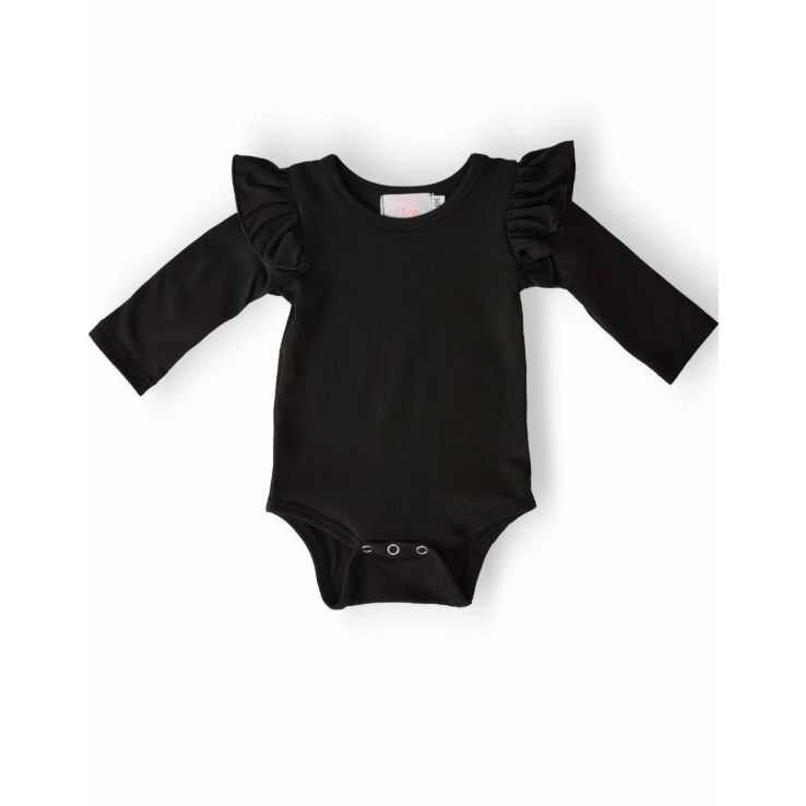 Black L/S Flutter Bodysuit