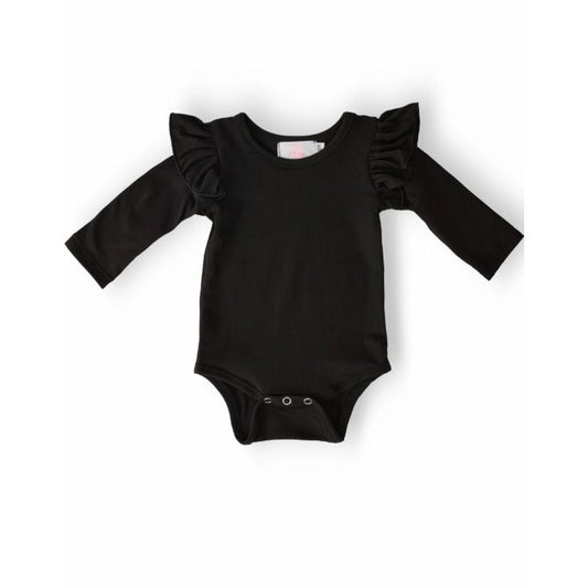 Black L/S Flutter Bodysuit