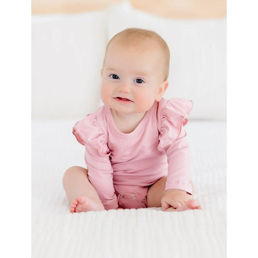 Vintage Pink L/S Flutter Bodysuit