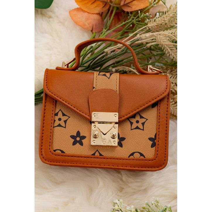 Khaki & Brown Mini Crossbody Purse