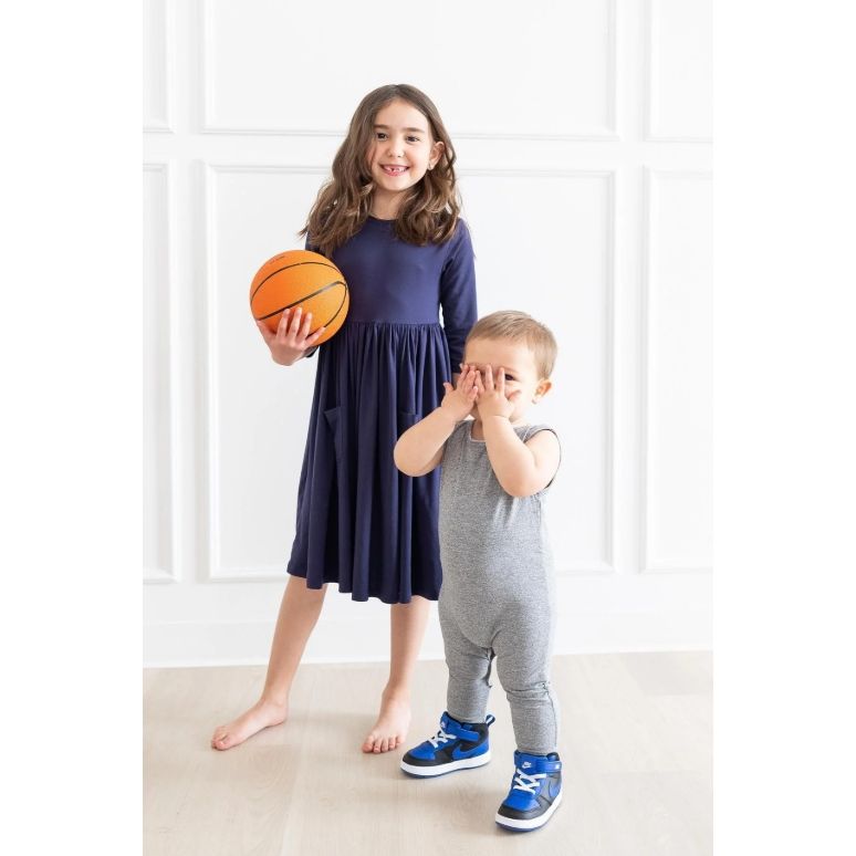 Navy Pocket Twirl Dress