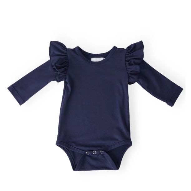 Navy L/S Flutter Bodysuit