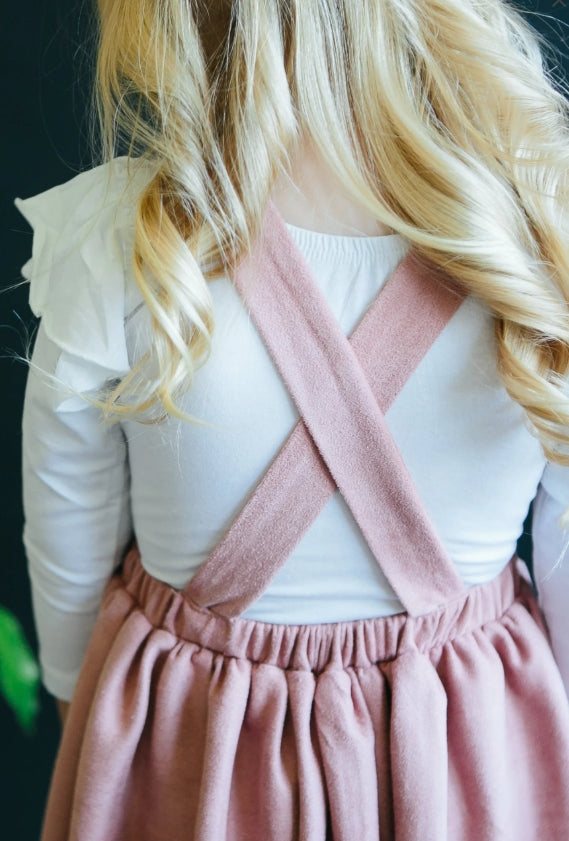 Vintage Pink Faux Suede Pinafore Dress