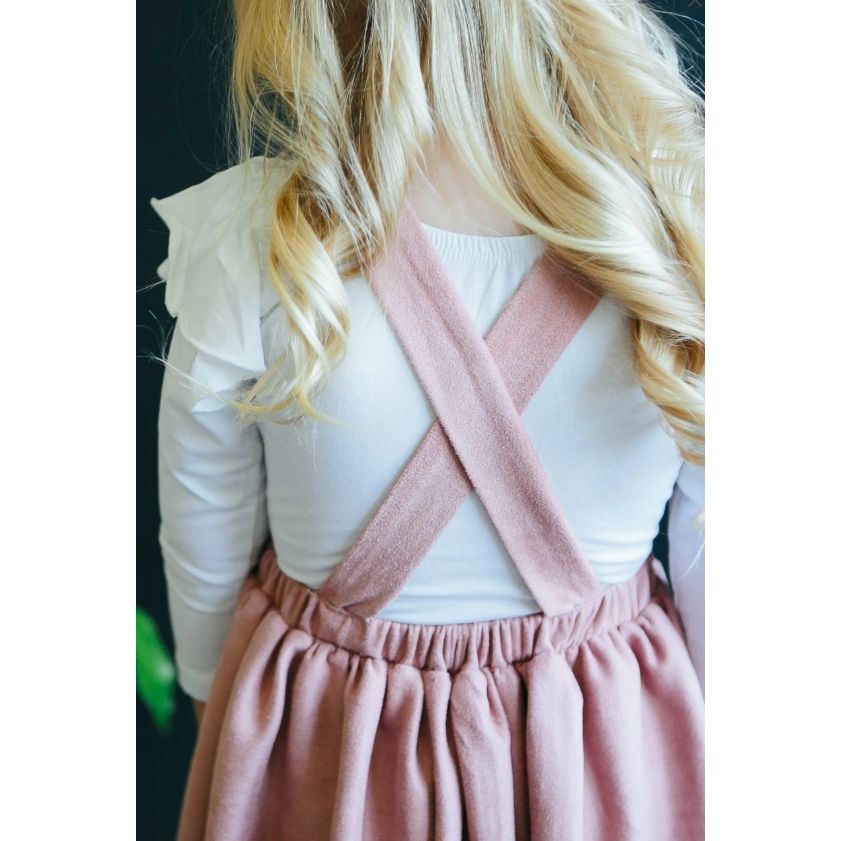 Vintage Pink Faux Suede Pinafore Dress