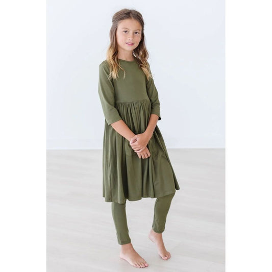Olive Pocket Twirl Dress