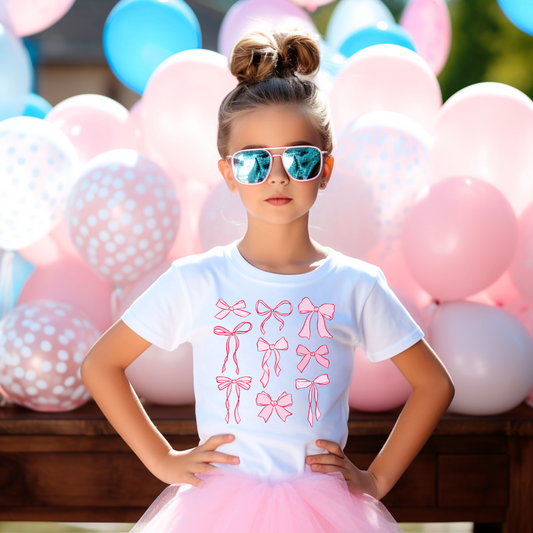 Pink Bows Tween Graphic Tee Shirt