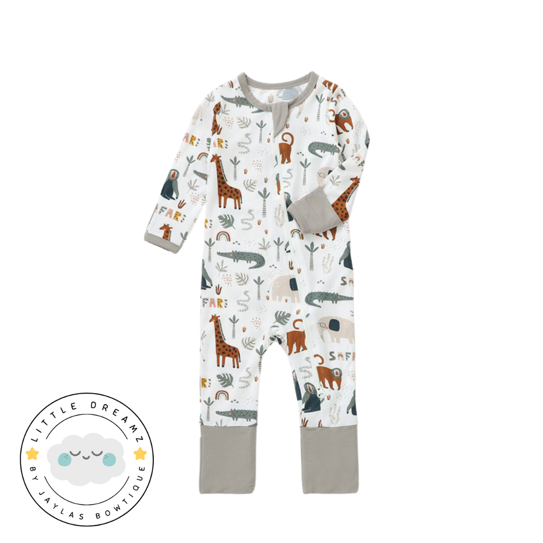 Safari Friends Zip Romper