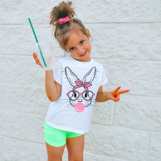 Bubble Bunny & Bow Graphic Tee Shirt