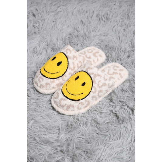 Beige Leopard Print Smiley Slipper - Desert Dreams Boutique