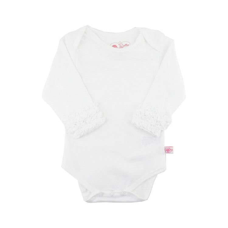 White Ruffled Long Sleeve Layering Bodysuit