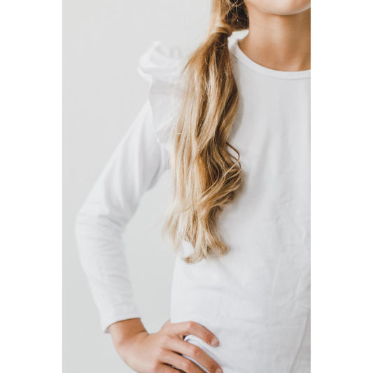 White Long Sleeve Ruffle Shirt