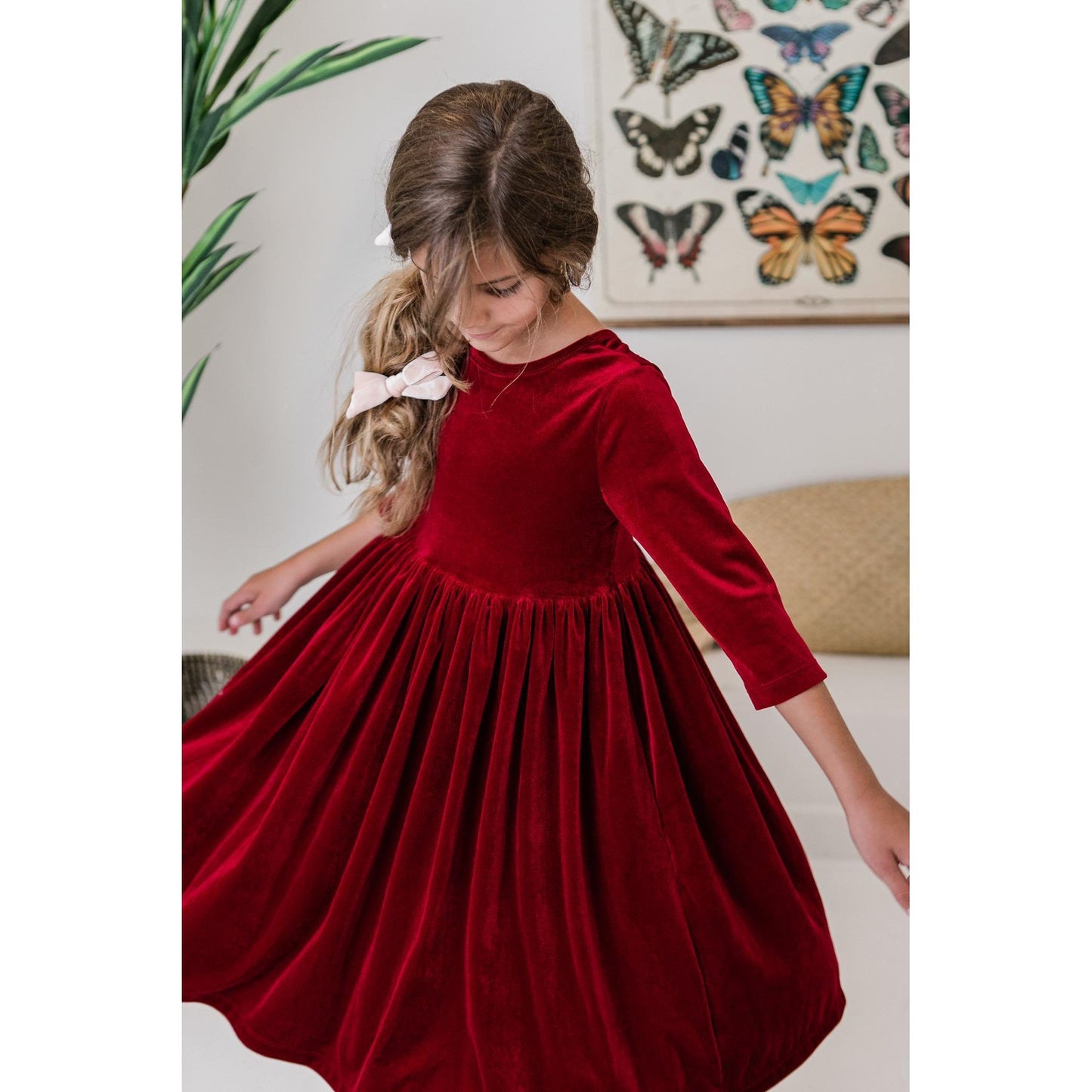 Cranberry Velvet Twirl Dress