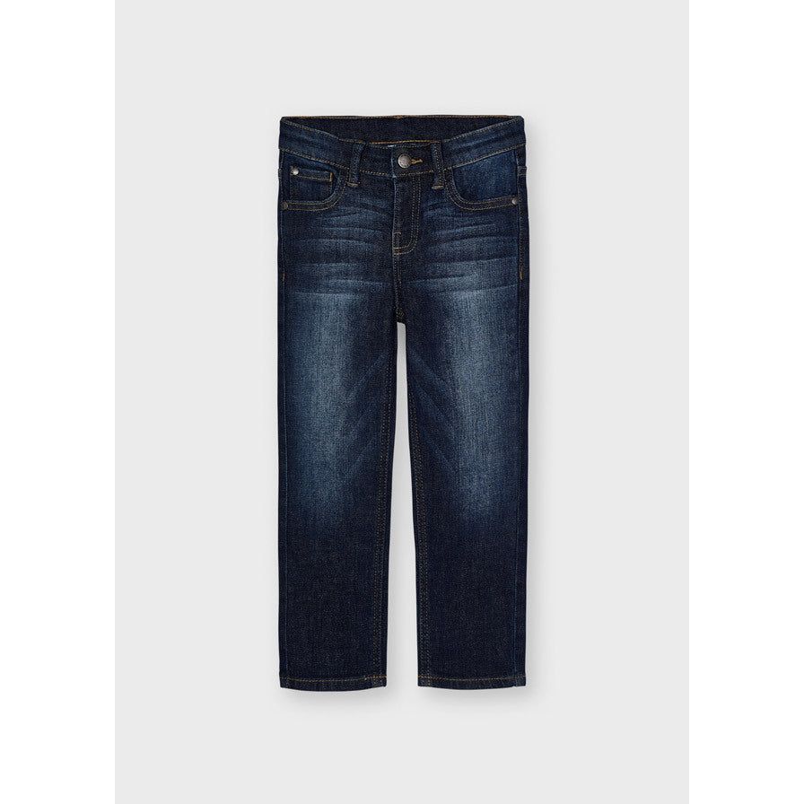 Basic Regular Fit Dark Denim Pants -#541D