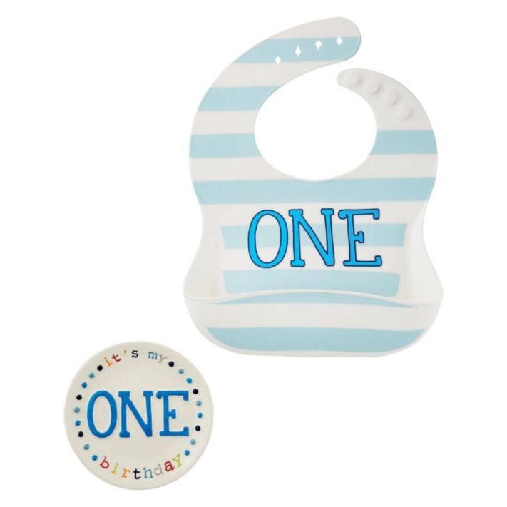 1ST BIRTHDAY BOY BIB & PLATE SET