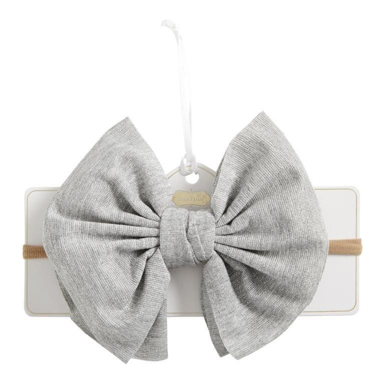 GREY SHIMMER BOW HEADBAND