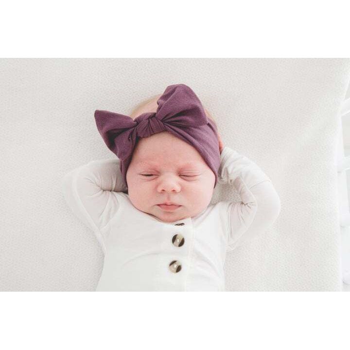 Plum Knit Headband Bow