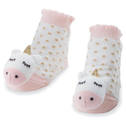 Rattle Pink Unicorn Baby Socks