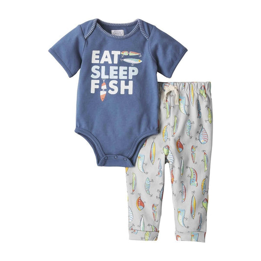 Eat Sleep Fish Baby Bodysuit Set