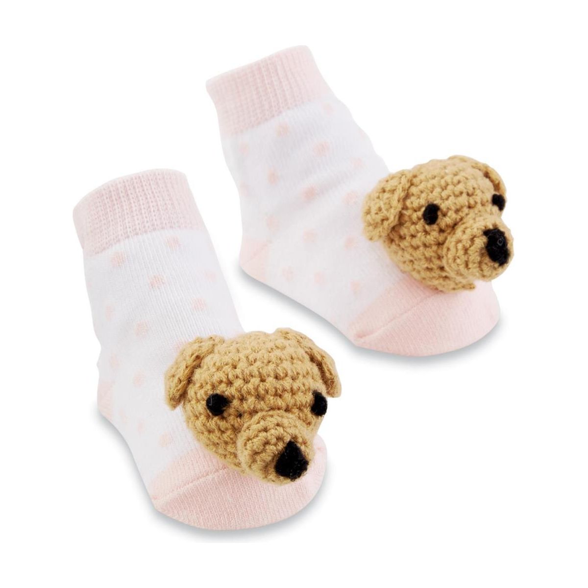 Pink Dog Rattle Toe Baby Socks