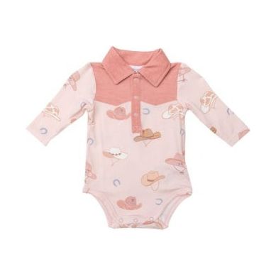 Cowboy Boots Pink Yoke Bodysuit