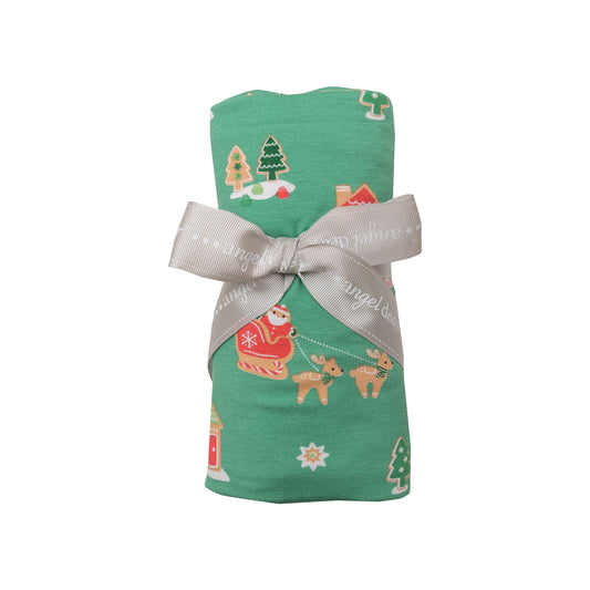 Green Gingerbread Sleigh Swaddle Blanket