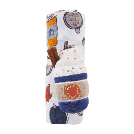 Pumpkin Spice Swaddle And Rattle Set