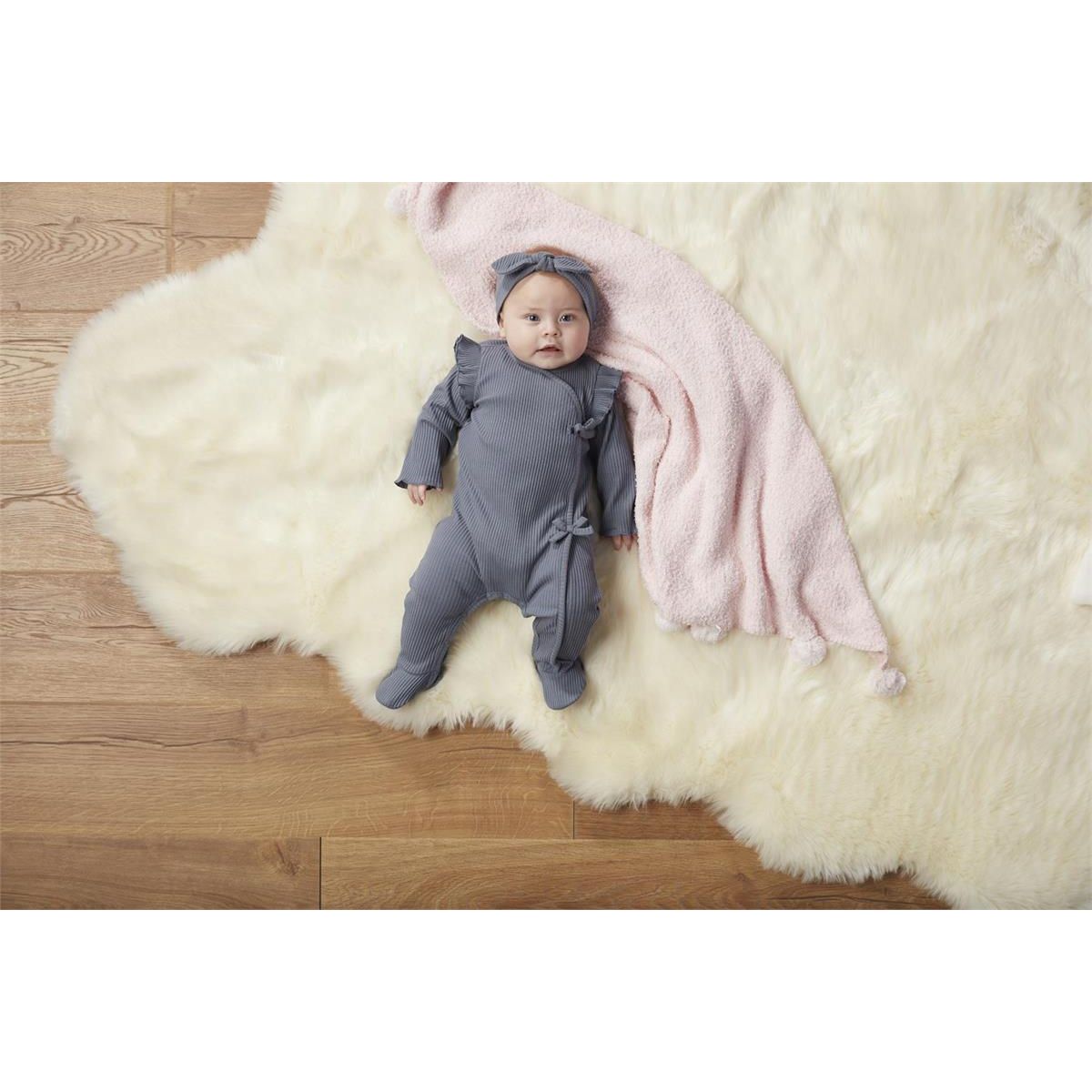 Ribbed Blue Baby Sleeper Set