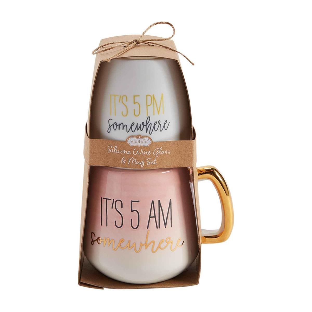 Pink Mom Coffee Mug And Wine Glass